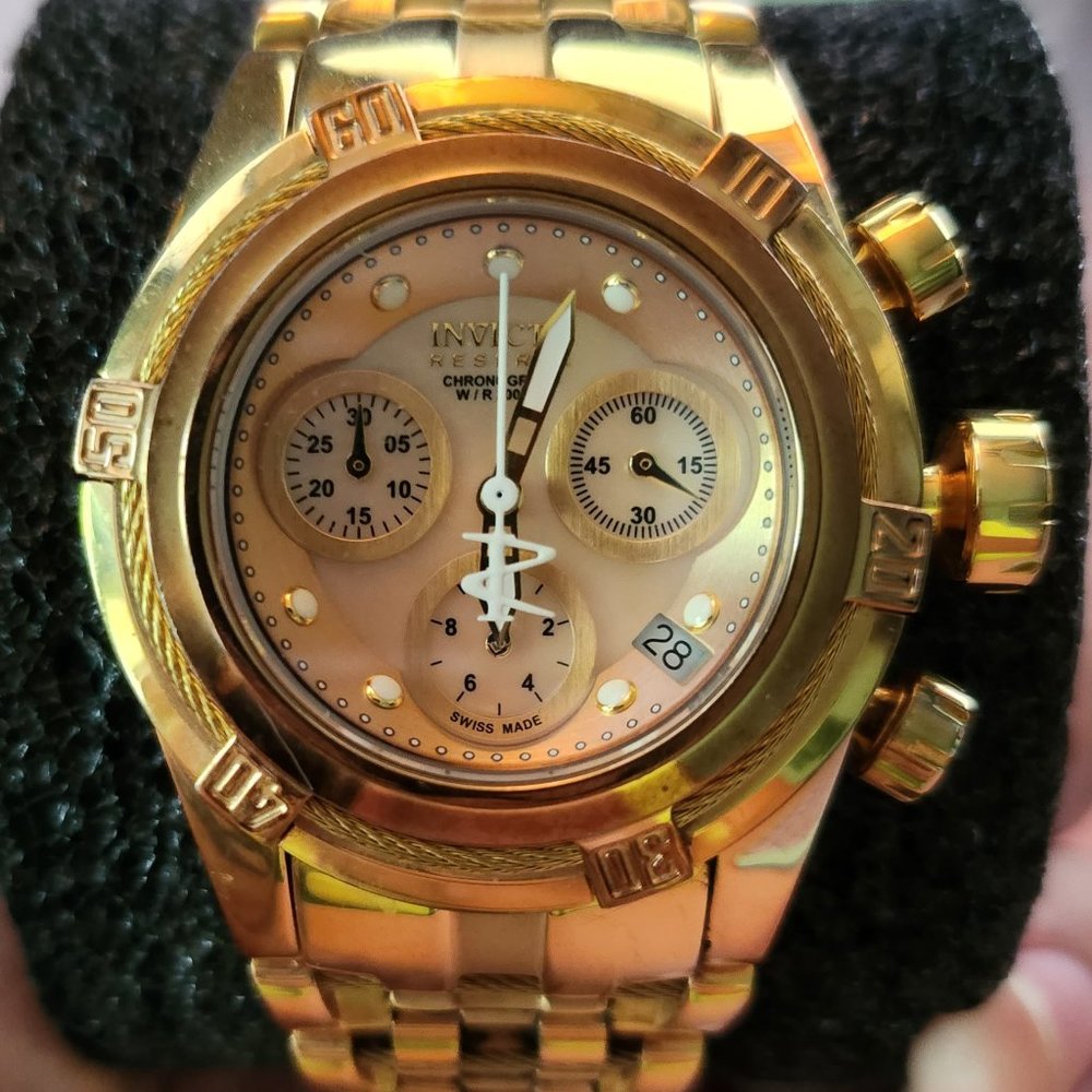 Invicta Reserve Women's Bolt Zeus Gold Tone Chrono Watch & Divers Case
